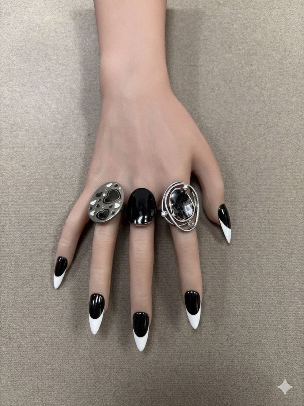🖤 Y2K Goth Grunge Statement Ring Trio Bundle • Adjustable